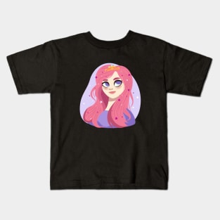 Cute Girl Cartoon Princess Design Kids T-Shirt
